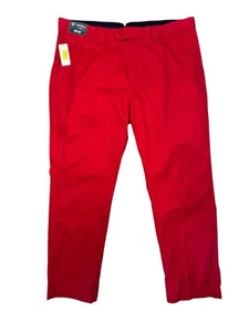Cremieux NUEVO Hombre Frente Plano Chinos Rojo 40x30 Navidad Vacaciones Pantalones Pantalones - Imagen 1 de 8