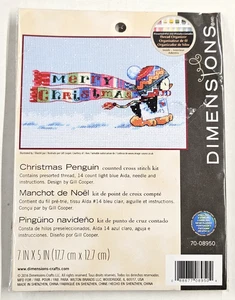 CHRISTMAS PENGUIN Merry Scarf, Cute! Dimensions Counted Cross Stitch Kit 7x5 NEW - Picture 1 of 2