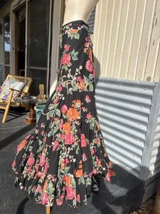 Tree of Life Wrap Skirt boho Hippie Festival Gypsy Maxi Ruffled Red Black Floral - Picture 1 of 10