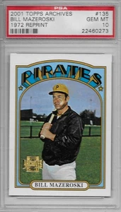 Billete Mazeroski 2001 Topps Archives # 135 ☆raro☆ Piratas de Pittsburgh PSA 10 GEMA-MT - Imagen 1 de 1