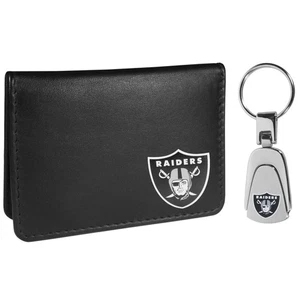 NFL Las Vegas Raiders Weekend Portafoglio Bi-fold e Portachiavi Acciaio, Nero, Taglia Unica - Foto 1 di 1