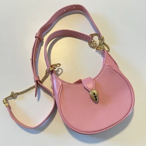 Bvlgari Serpenti Ellipse Top Handle Crossbody Bag Leather Mini Small Pink Snake - Picture 1 of 21