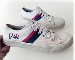 vintage 90s Polo Ralph Lauren closing ceremony Olympic Canvas Sneakers Shoes 8.5 - Picture 1 of 11