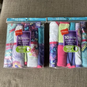 Mutandine hipster Hanes bambina taglia 16 confezione da 2 100% cotone multicolore senza etichette - Foto 1 di 3