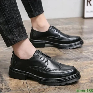 Zapatos de vestir formales con cordones de cuero PU tallados con punta de ala tallados para hombre - Imagen 1 de 9