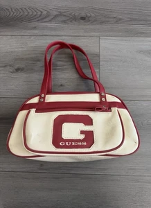 Bolso Guess retro vintage rojo logotipo de firma con crema pequeño/usado - Imagen 1 de 12