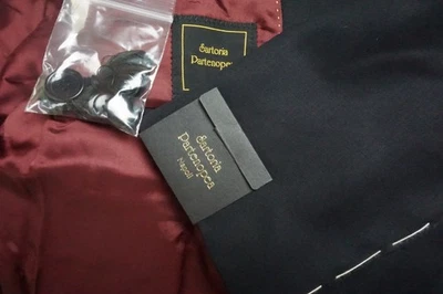 Sartoria Partenopea Black Wool 2 Pc Suit Jacket Pants 46L NEW - Image 1 of 4