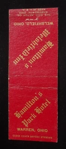 Hamilton's Park Hotel Hamilton's Welshfield Inn Welshfield Warren década de 1940 OH MB - Imagen 1 de 2