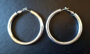 WHOLESALE 925 STAMPED SILVER 50MM HOLLOW ROUND EARRINGS & FREE GIFTBAG - Picture 1 of 10