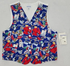 Gilet donna vintage Suburbans taglia 14 Bon Voyage nuovo con etichette 100% rayon - Foto 1 di 17