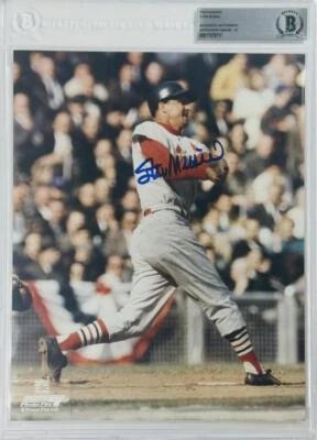 STAN MUSIAL SIGNED SLABBED 8X10 PHOTO ST LOUIS CARDINALS AUTOGRAPH 711 BAS 10 - Image 1 of 2