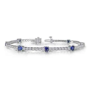 BRAND NEW Lafonn 925 Platinum Plated Blue Sapphires Tennis Bracelet B0043CSP72 - Picture 1 of 2