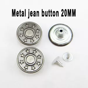 6 Sets 20mm Black Gun Star Metal Pattern Antique Jeans Press Buttons - Picture 1 of 2