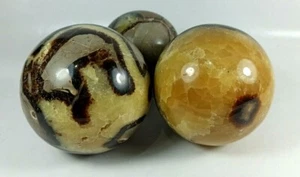 Polished Septarian Spheres/Balls from Africa 03pcs 1.7kg - Picture 1 of 11