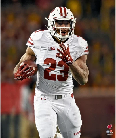 Jonathan Taylor Wisconsin Badgers Unsigned White Jersey 20" x 24" Photo Cover