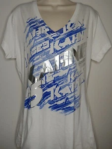 NASCAR Kasey Kahne women's sz XL white blue silver foil print v neck tee shirt  - Picture 1 of 7