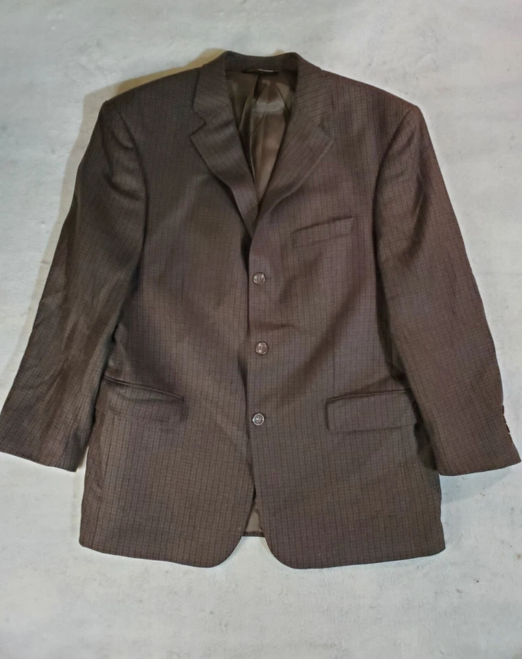 Abrigo deportivo Joseph & Feiss Signature marrón a cuadros 100 % lana de cordero para hombre talla 42 corto Foto 1 de 4