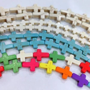 Cuentas sueltas cruz turquesa natural multicolor de varios tamaños para hacer joyas - Imagen 1 de 10