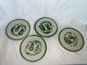 2) Vtg M A Hadley Pottery Green Pear & Grape Bread Dessert Small Plate 6-3/8 - Picture 1 of 6