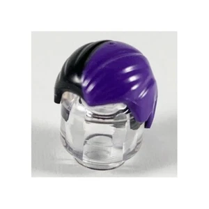 LEGO - Minifig, Hair Combed Front to Rear with Dark Purple Left Side - Black - Picture 1 of 1