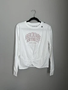 Abercrombie Kids Girls White Lightweight Long Sleeve Shirt 17/18 NWT - Picture 1 of 5
