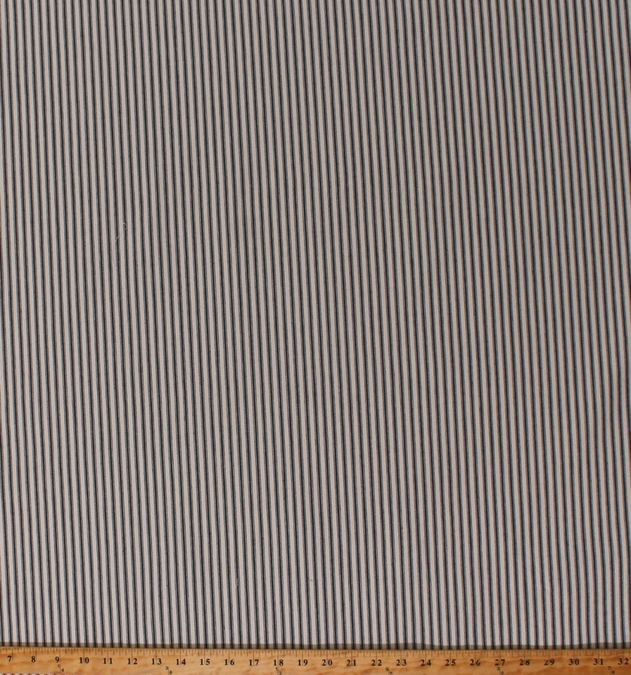 Tela decorativa de sarga a rayas azul oscuro sobre blanco roto por yarda A103.27 Foto 1 de 1