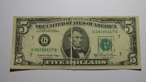 $5 1981-A Gutter Fold Error Federal Reserve Bank Note Currency Bill Very Fine - Picture 1 of 2