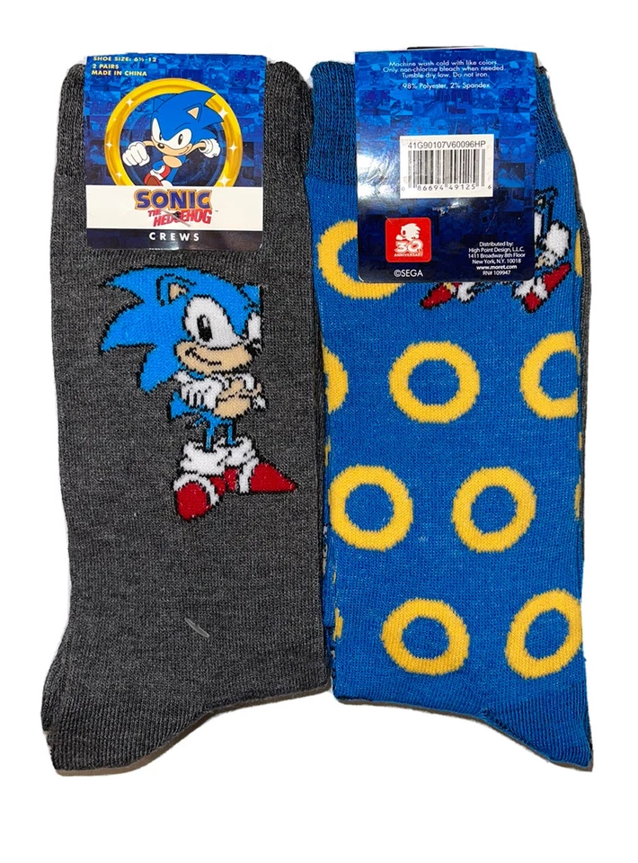 Nuevo SONIC THE HEDGEHOG Para hombres 2 Pares De Calcetines CON ANILLOS DORADOS Foto 1 de 1