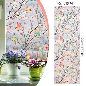 3D Fensterfolie Blume Sichtschutz Selbstklebend Milchglas Regenbogen 40x120CM - Bild 1 von 9