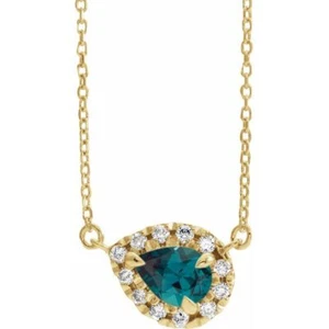 14K Yellow 5x3 mm Lab-Grown Alexandrite & 1/8 CTW Natural Diamond 18" Necklace - Picture 1 of 2