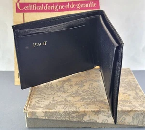 Original Piaget schwarze Leder-Geldbörse mit Doppelfaltung, + Uhrenzertifikat Ref 9751 & Box - Bild 1 von 18
