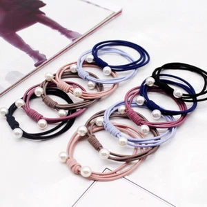 1PCS Simple Knotted Pearls Hair Ring Hair Ties Ponytail Rubber Band Hair Rope ) - Picture 1 of 18