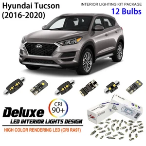 12 Bulbs Interior LED Light Kit White Dome Light For 2016-2020 Hyundai Tucson - Picture 1 of 8