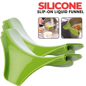 2Pcs Silicone Pot Spout Anti-Spill Funnel Clip-On Soup Pouring Edge Guard Tool - Picture 1 of 12