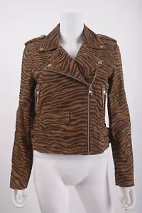 Walter Baker Womans Liz Biker Jacket Coat Size M Brown Suede Zebra NWT $698 - Picture 1 of 6