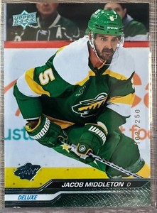 JACOB MIDDLETON 2023-24 UPPER DECK SERIES 1 DELUXE SP#102/250 #90 MINNESOTA WILD