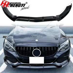 SPOILER SPLITTER ANTERIORE NERO LUCIDO MERCEDES LABBRO ADATTO W205 C205 LOOK CLASSE C AMG - Foto 1 di 13