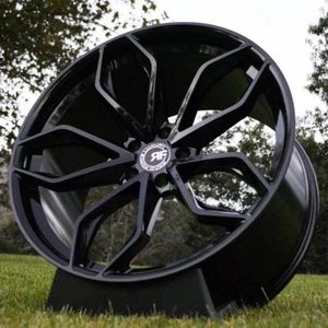 22" RF17 WHEELS 22x10 / 22x11.5 5x120 GLOSS BLACK FOR BMW X5 X6 X5M X6M RIMS - Picture 1 of 9