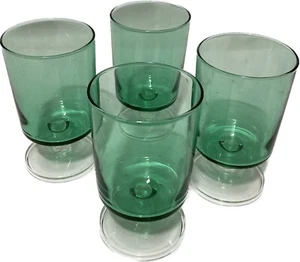 Vintage Luminarc Sherry Pedestal Glasses Jade Green Set Of 4 - Picture 1 of 8