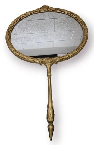 Large Hollywood Regency Burwood Wall Mirror MCM Novelty Oversize Hand Mirror 36" Cover