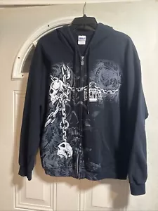 Mma Elite Zip Up Hoodie Sweater L Skulls Chains Rare All Over Wings Rare Double - Picture 1 of 9