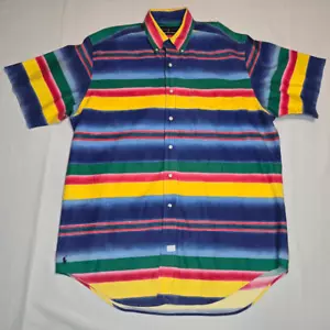 RALPH LAUREN VINTAGE RAINBOW STRIPE BUTTON UP SHIRT MENS MEDIUM OVERSIZE XXL - Picture 1 of 7
