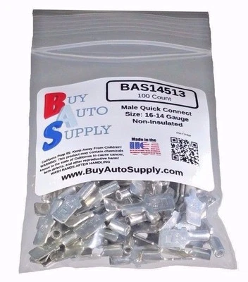 100 16-14 Ga. Non Insulated Male Quick Connect Bare Terminal Naked Disconnect - Image 1 of 2