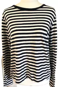Zimmermann 1 Top Black & White Stripes Long Sleeves Round Neck 100% Cotton - Picture 1 of 5