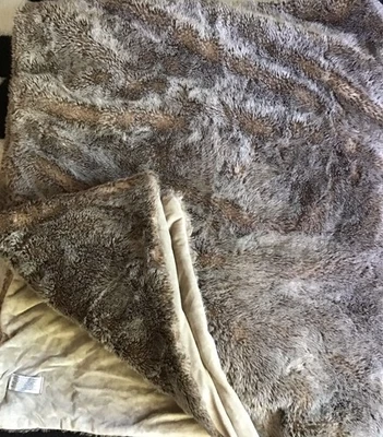 RH Restoration Hardware Faux Fur Throw Blanket Smokey Brown 60"x50" Soft Luxury - Image 1 of 4