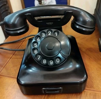 Telefono Fisso In Bachelite Nera Siemens Anni 40 - Immagine 1 di 4
