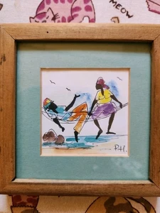 Jamaikanisches Souvenir Aquarell gerahmt und signiert Gemälde 1980er Jahre - Bild 1 von 4