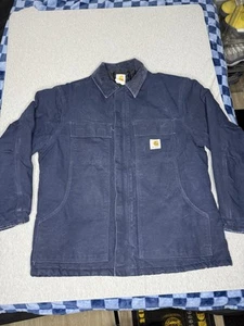 Carhartt Mens Large Coat Jacket Traditional Duck Lined Navy Blue C003 DNY Chore - Picture 1 of 6