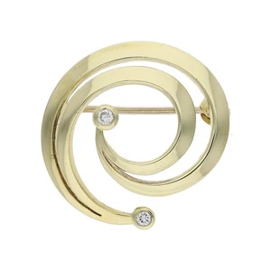 Brosche 585/000 (14 Karat) Gelbgold mit Brillanten, getragen 25323068 - Bild 1 von 3