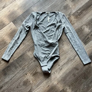 Madewell Wrap Bodysuit Size Small Gray NWT - Picture 1 of 7
